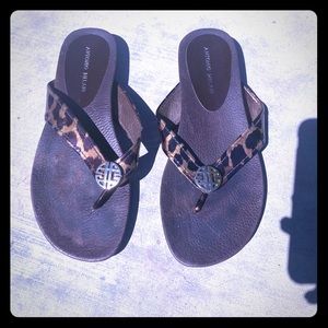 Antonio Melani Leopard Print Flip Flips